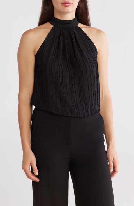Renee C Sheer Texture Halter Neck Top
