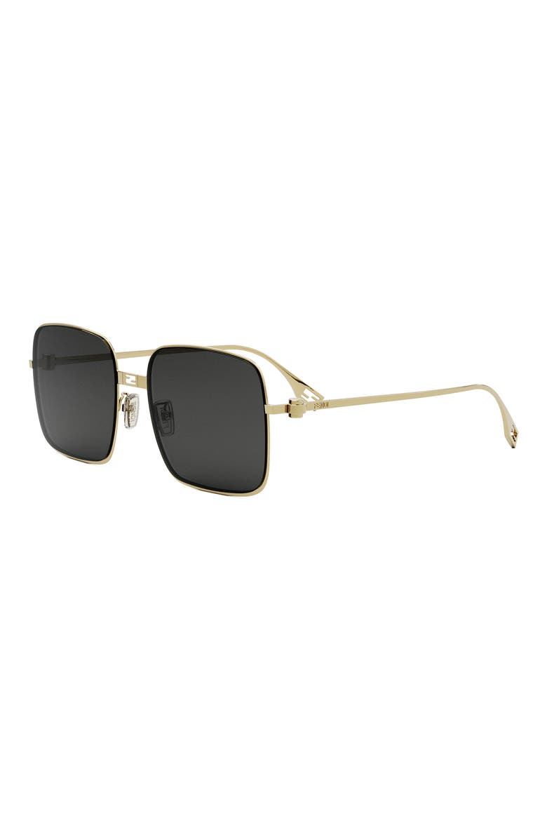 'Fendi Baguette 55mm Geometric Sunglasses, Alternate, color, SHINY ENDURA GOLD / SMOKE