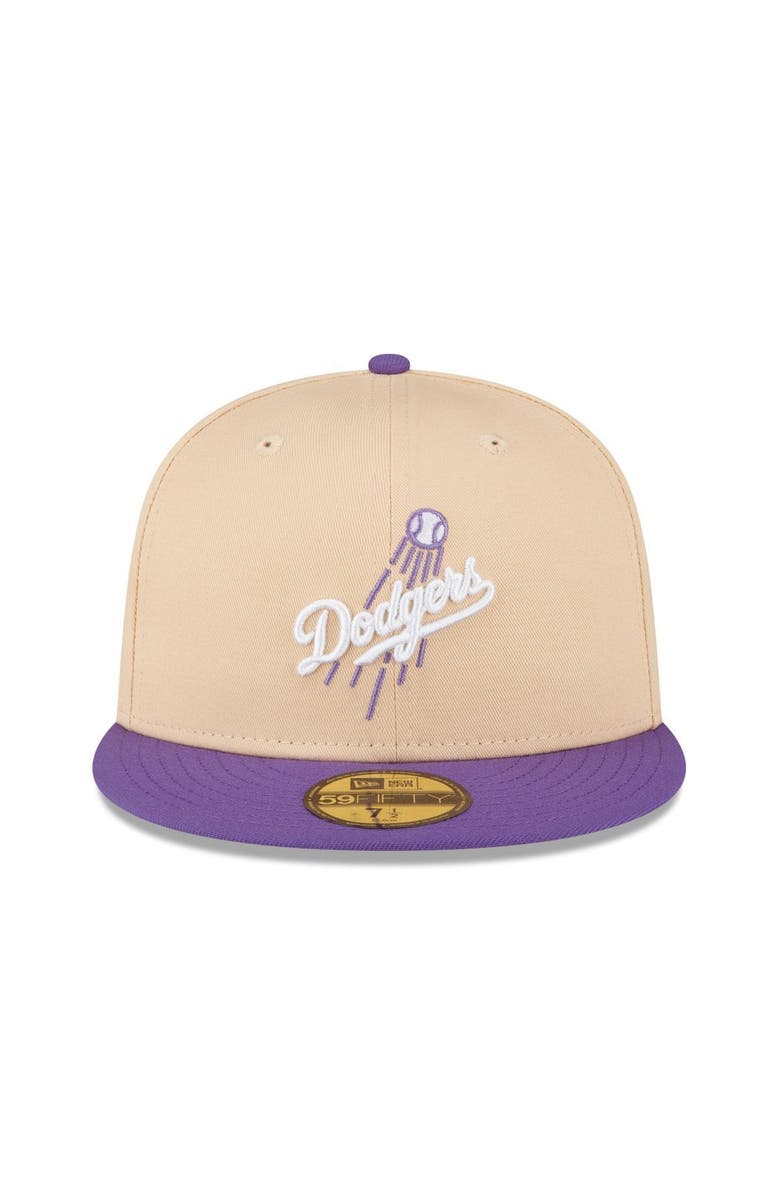 New Era Men's New Era Peach/Purple Los Angeles Dodgers 1988 World Series Side Patch 59FIFTY Fitted Hat, Alternate, color, Orange