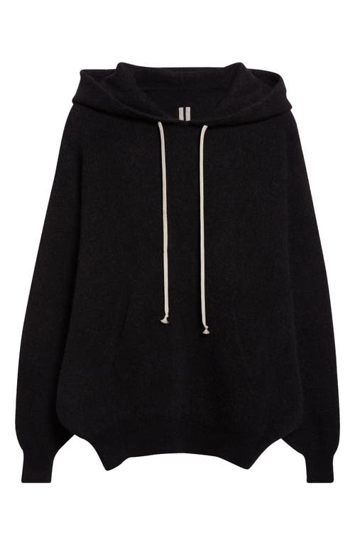 Rick Owens Hun Alpaca & Wool Blend Sweater Hoodie In Black
