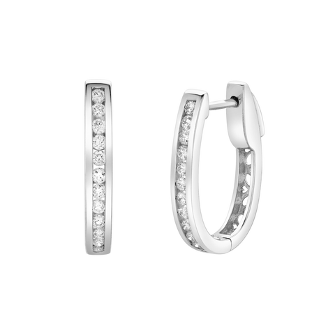 Callaluna Channel-Set Diamond Huggie Hoop Earrings in 14K Gold