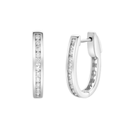 LuvMyJewelry Callaluna Channel-Set Diamond Huggie Hoop Earrings in 14K Gold