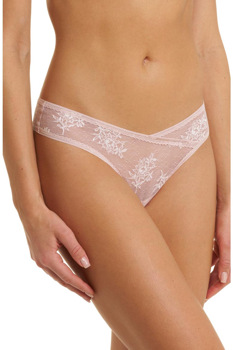 Love Lace High Cut Thong, Alternate, color, Pink Pearl/Warm White