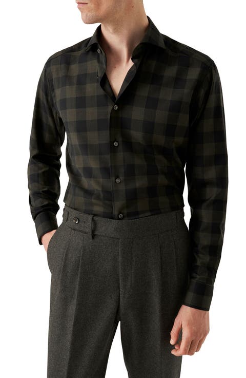 Slim Fit Plaid Wool Dress Shirt