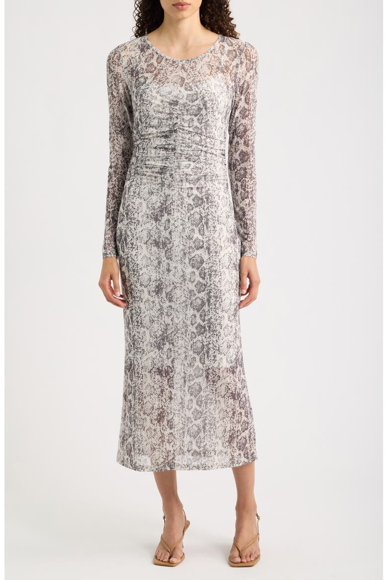 Snakeskin Print Long Sleeve Maxi Dress, Main, color, GREY