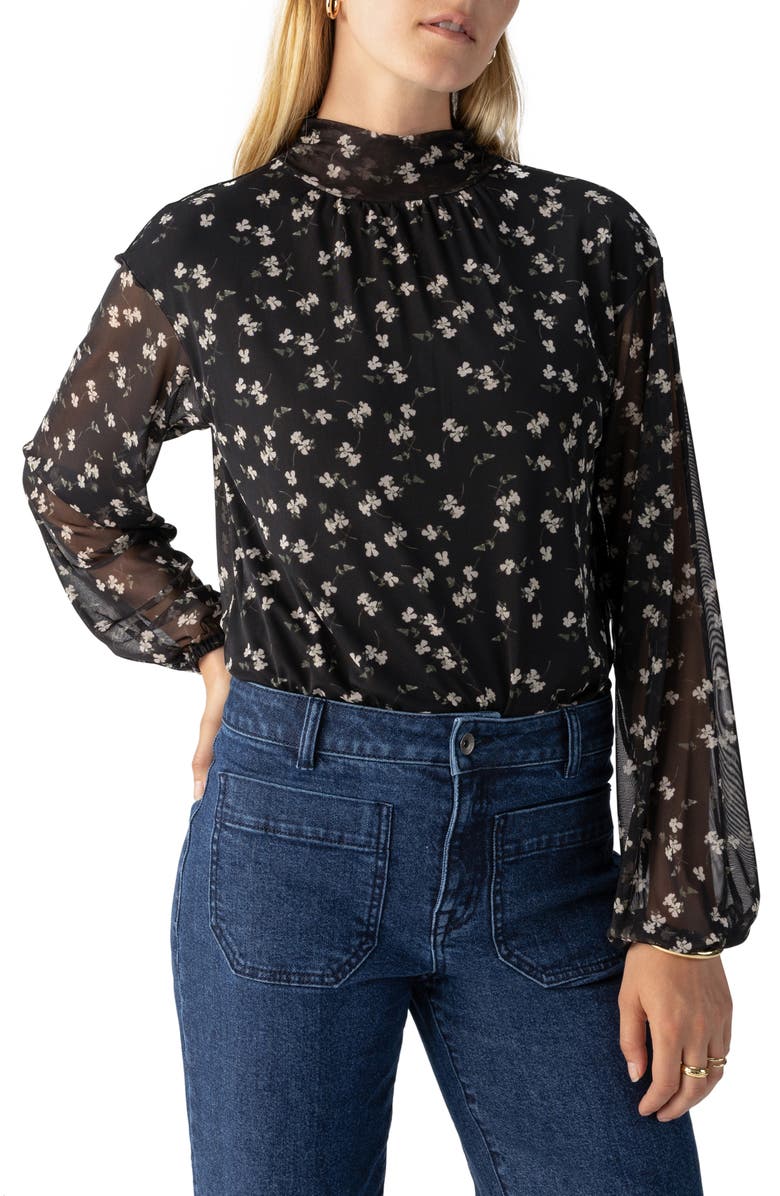 Sanctuary Isn't She Lovely Mock Neck Mesh Top, Main, color, 