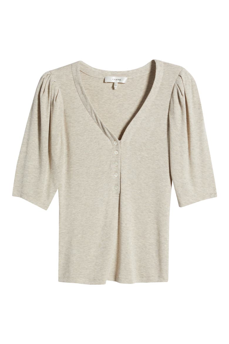 Rib Ruched Henley, Alternate, color, OATMEAL HEATHER