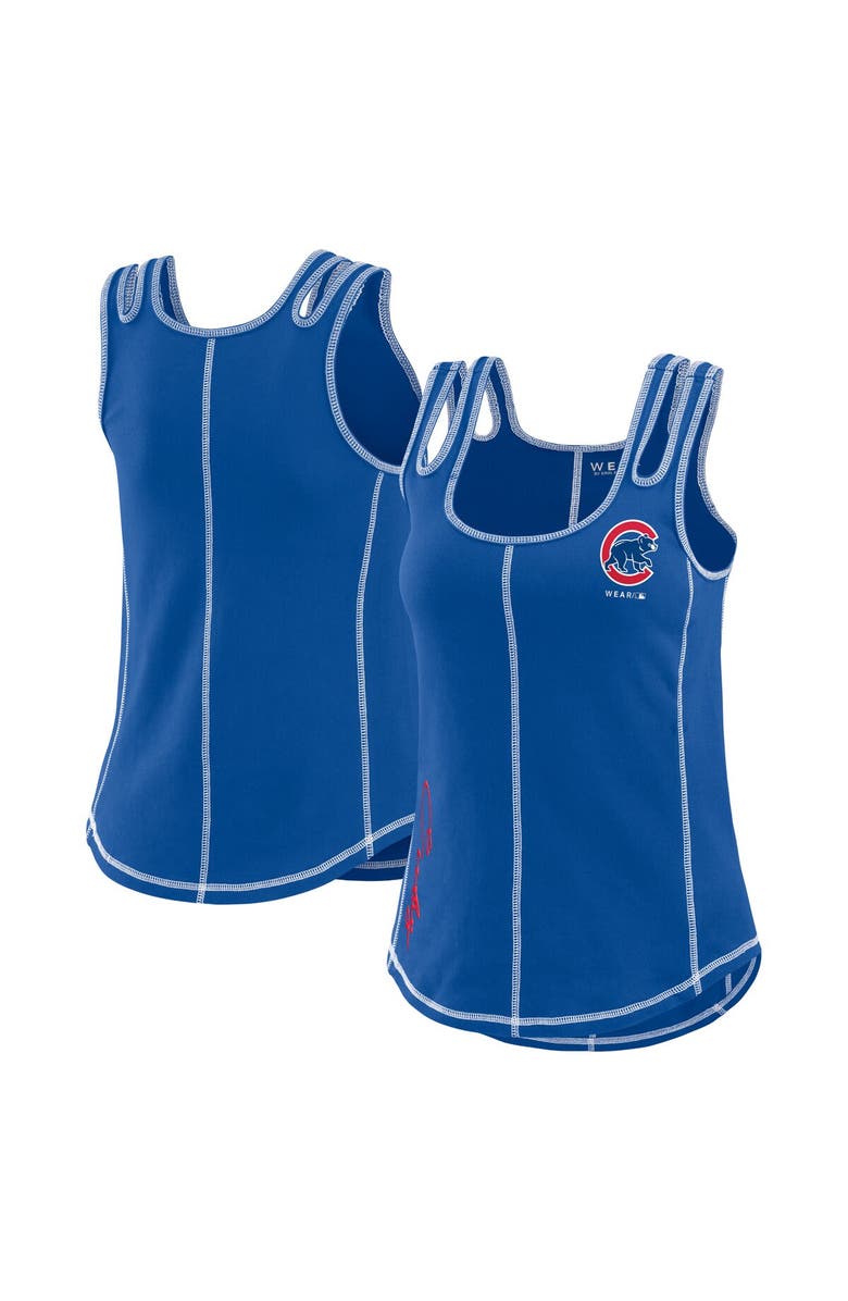 WEAR by Erin Andrews Women's WEAR by Erin Andrews Royal Chicago Cubs Contrast Stitch Tank Top, Main, color, Royal