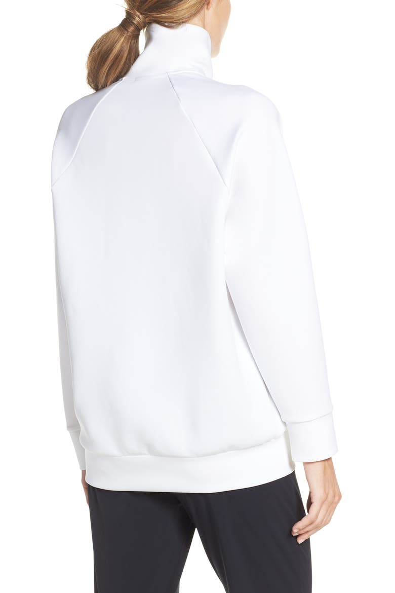 Mock Neck Zip Pullover, Alternate, color, WHITE/ BLACK