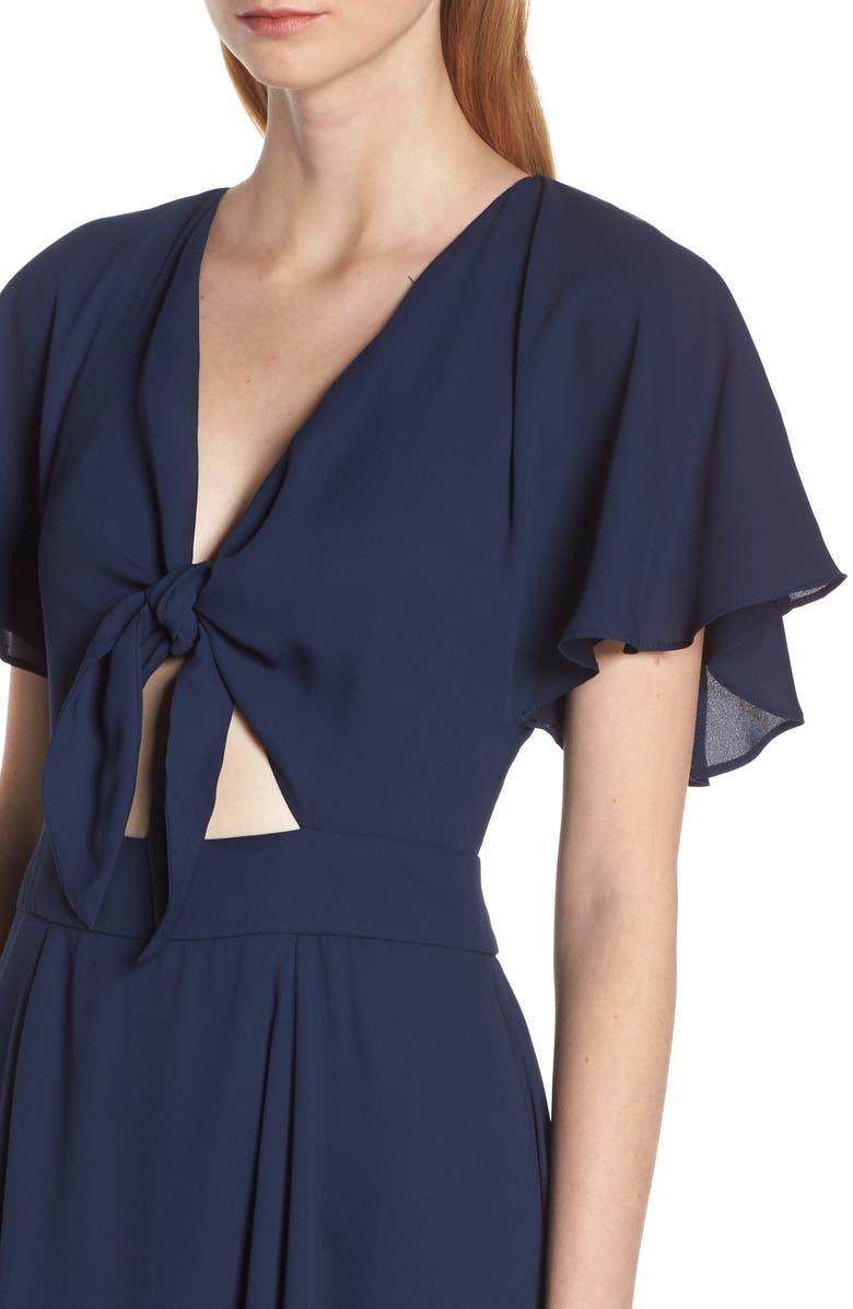 Fame and Partners Tie Front Georgette Dress, Alternate, color, 