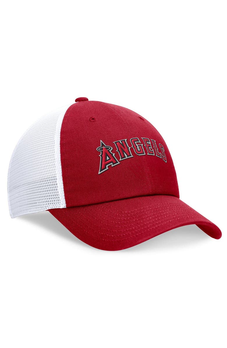 Nike Men's Nike Red Los Angeles Angels Evergreen Wordmark Trucker Adjustable Hat, Alternate, color, Red