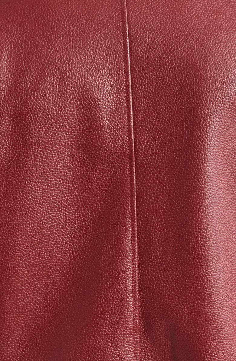Thom Browne 4-Bar Leather Varsity Jacket, Alternate, color, Burgundy