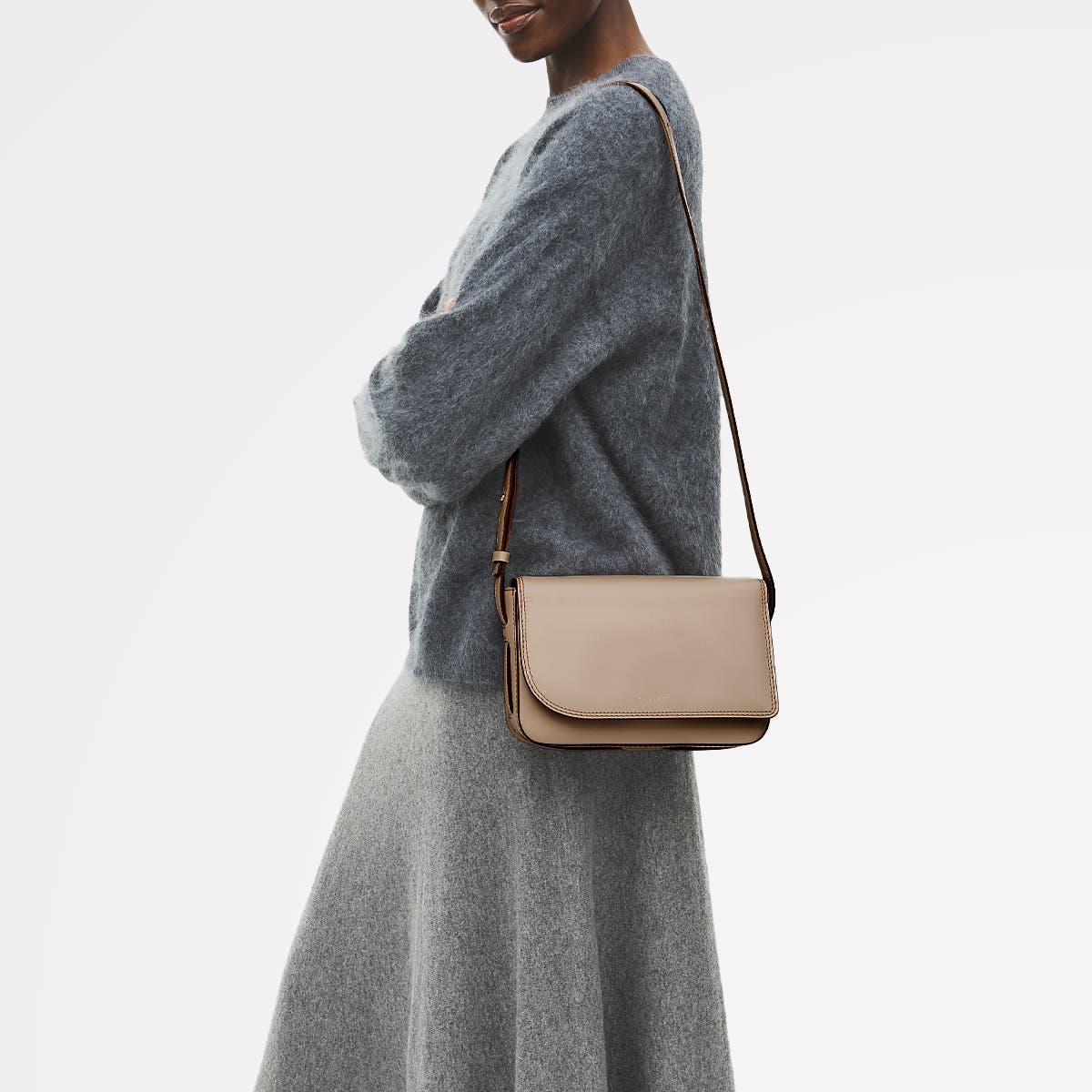 Pocket Street Small Flapover Crossbody Bag, Alternate, color, Porcini