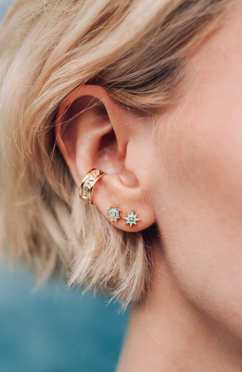 Anzie Diamond Starburst Stud Earrings, Alternate, color, Green