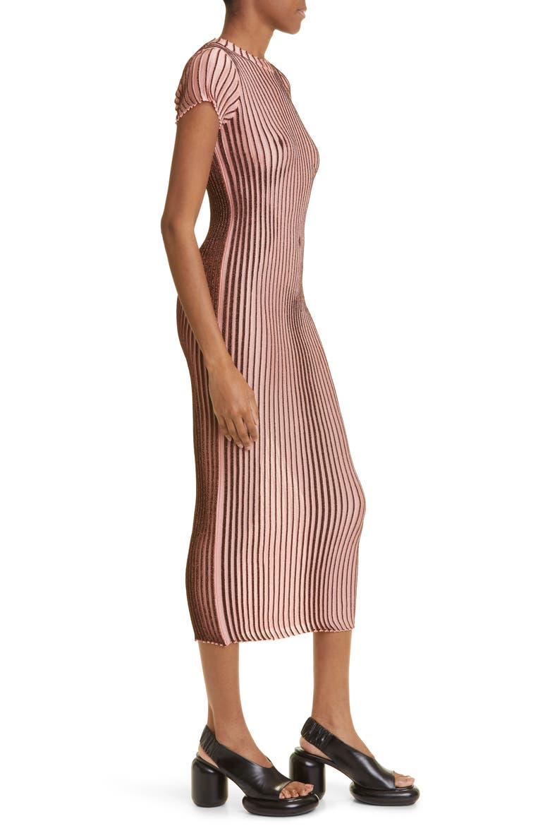 Body Morph Trompe l'Oeil Rib Sweater Dress, Alternate, color, PINK/ BROWN