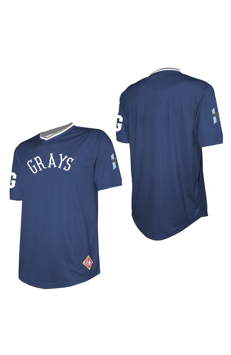 STITCHES Men's Stitches Navy Homestead Grays Sublimated V-Neck Jersey, Main, color, 