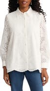 Jones New York Cotton Eyelet Button-Up Shirt