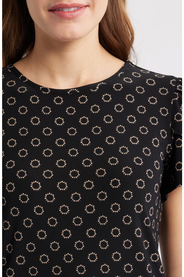 Circle Print Tulip Sleeve Top, Alternate, color, ANNE BLACK/ LATTE
