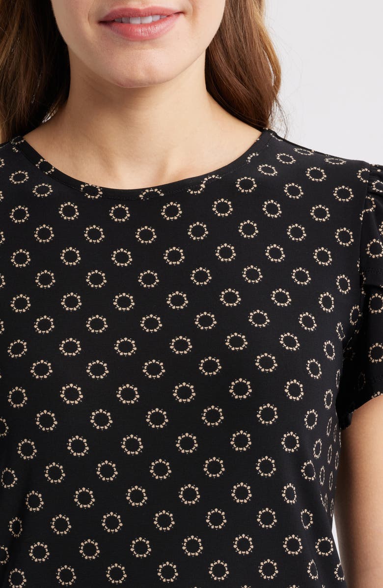 AK ANNE KLEIN Circle Print Tulip Sleeve Top, Alternate, color, 