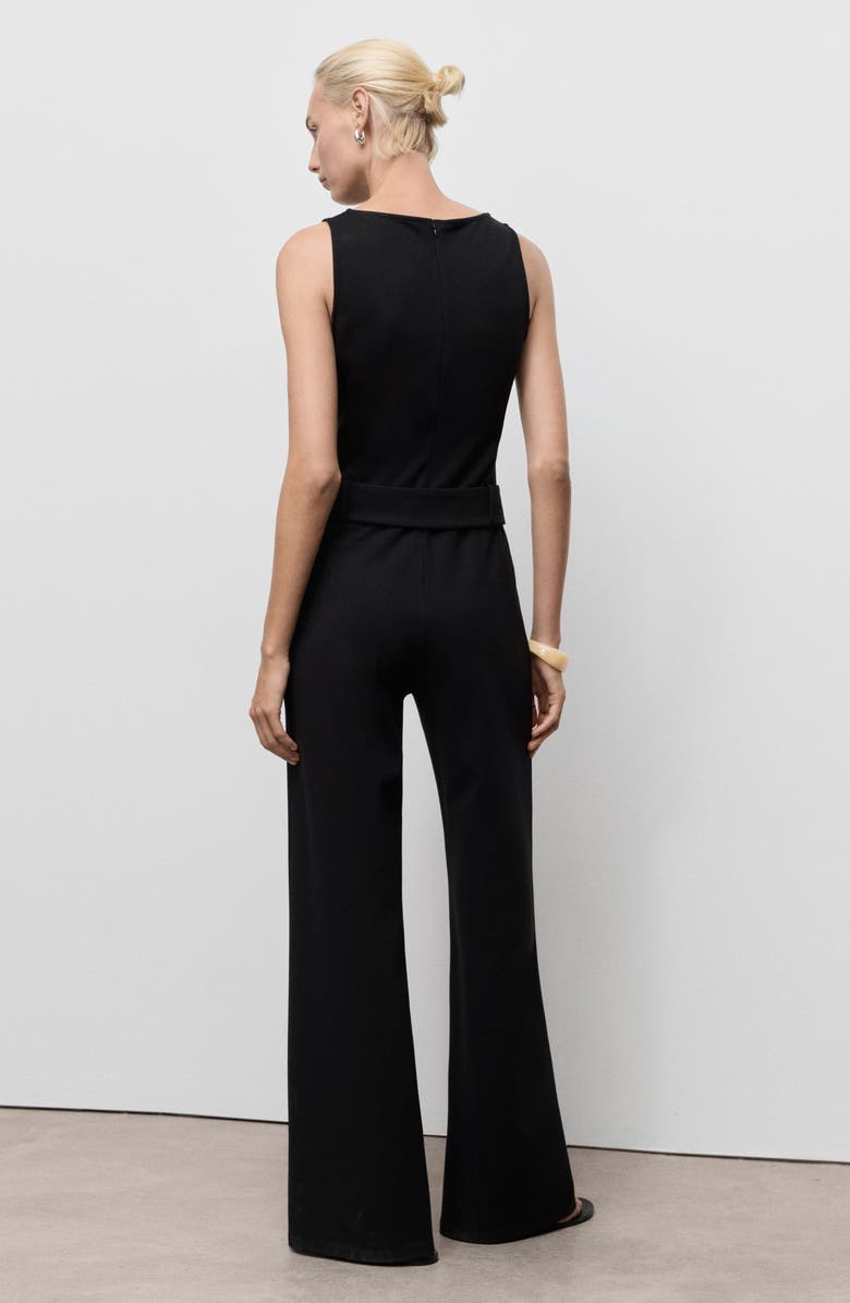 MANGO Sleeveless Wide Leg Jumpsuit, Alternate, color, Black