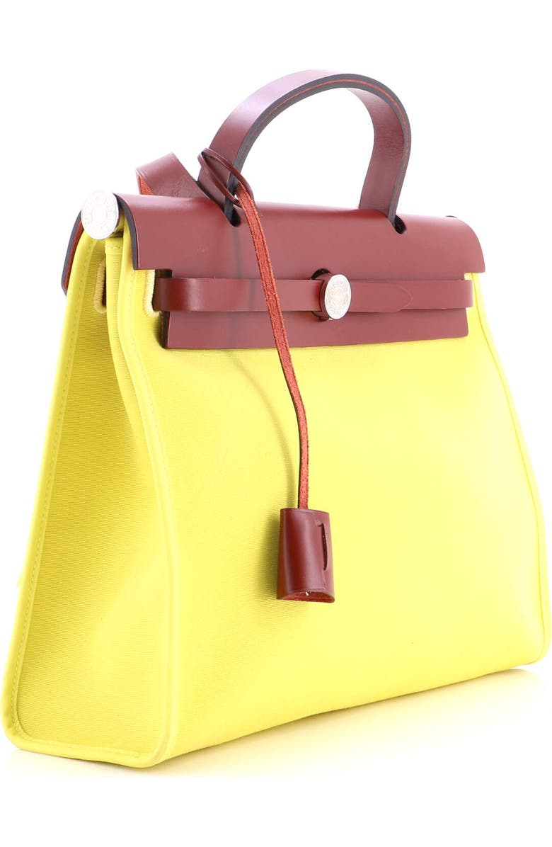 Pre-Owned Hermes Herbag Zip Leather and Toile 31, Alternate, color, Lime