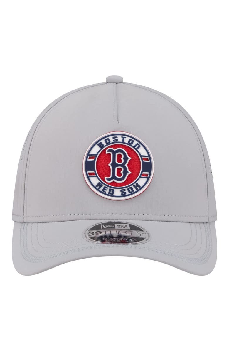 New Era Men's New Era Gray Boston Red Sox Patch 39THIRTY A-Frame M-Crown Perforated Flex Hat, Alternate, color, Gray