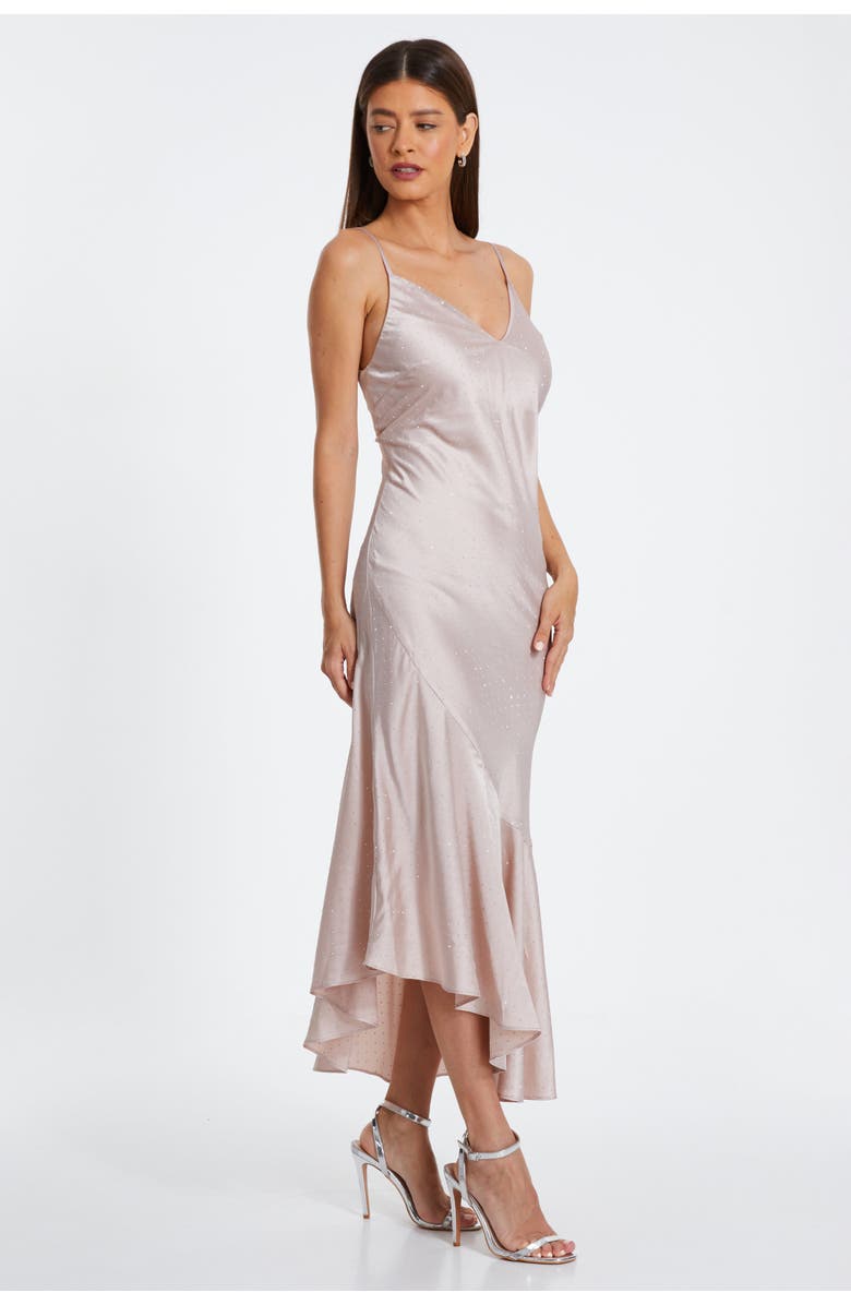 QUIZ Satin V Neck Maxi Dress, Alternate, color, 