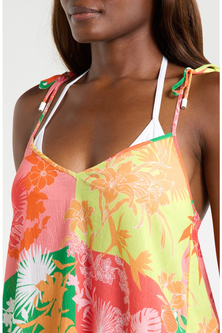Floral Print Cover-Up Dress, Alternate, color, GREEN/ PINK MULTI