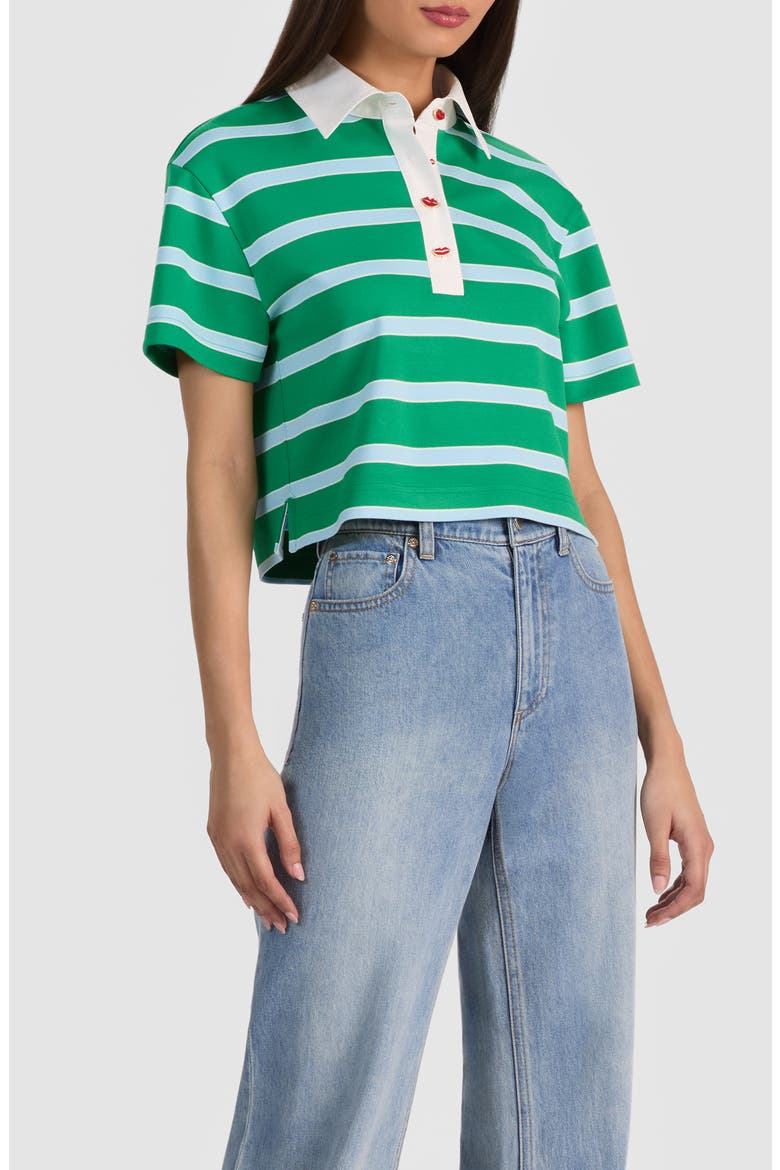 Lyle Short Sleeve Rugby Stripe Polo, Alternate, color, GREEN APPLE/ CLOUD SKY