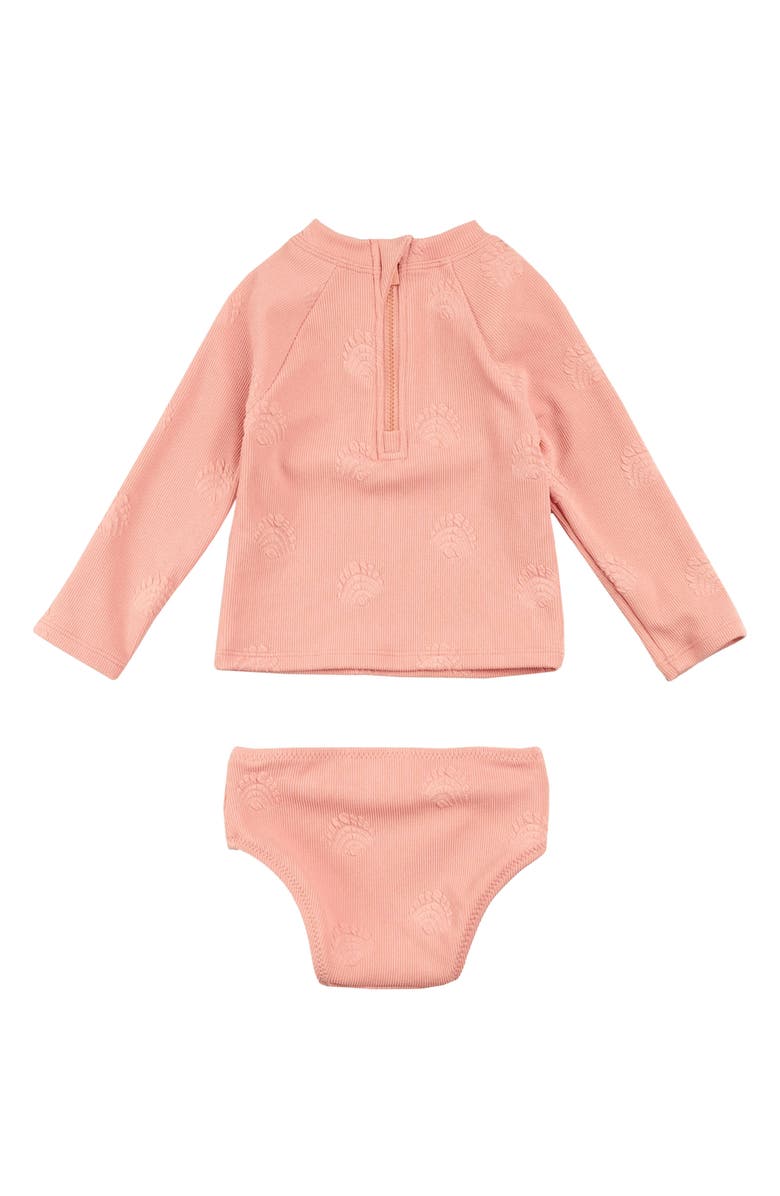 MILES THE LABEL Kids' Embossed Seashell Print Two-Piece Swimsuit, Alternate, color, Coral