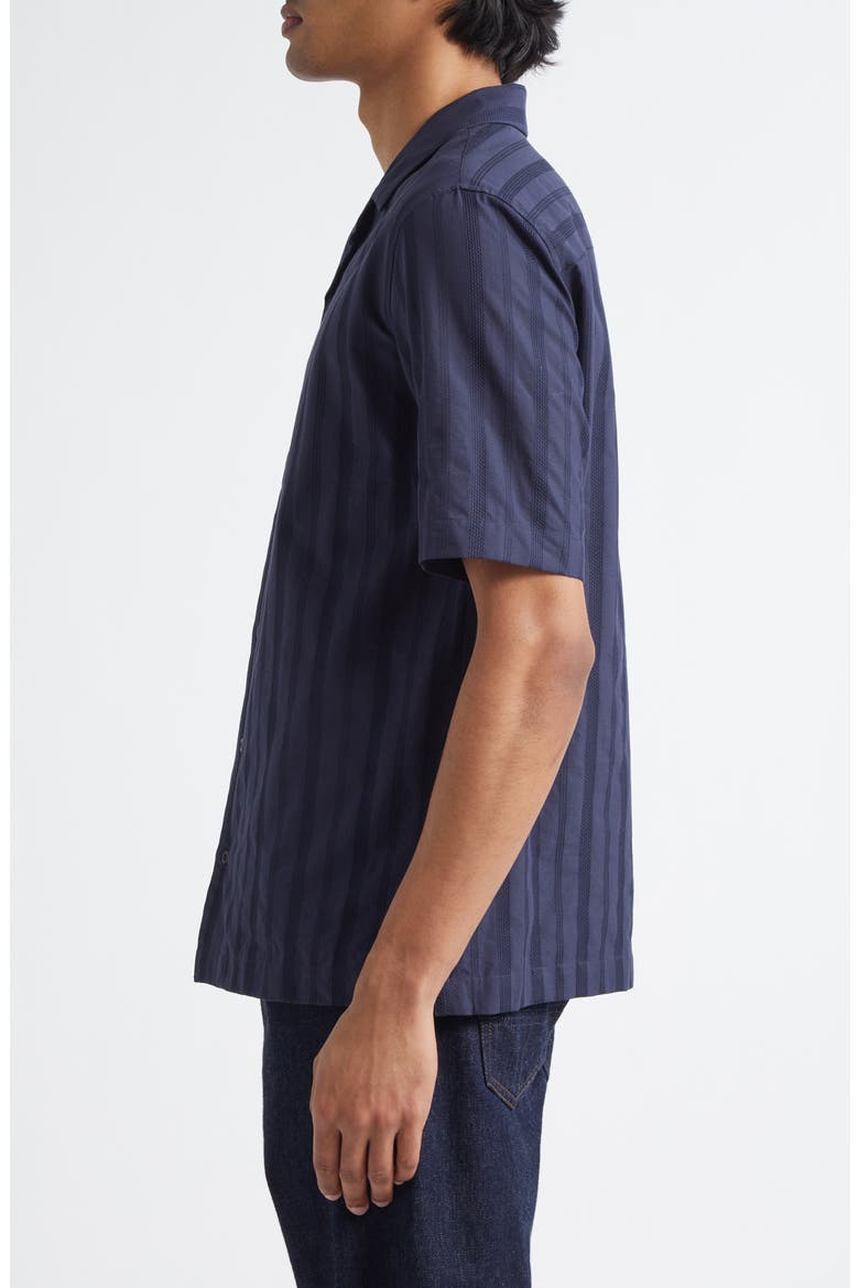 Embroidered Stripe Short Sleeve Camp Shirt, Alternate, color, NAVY
