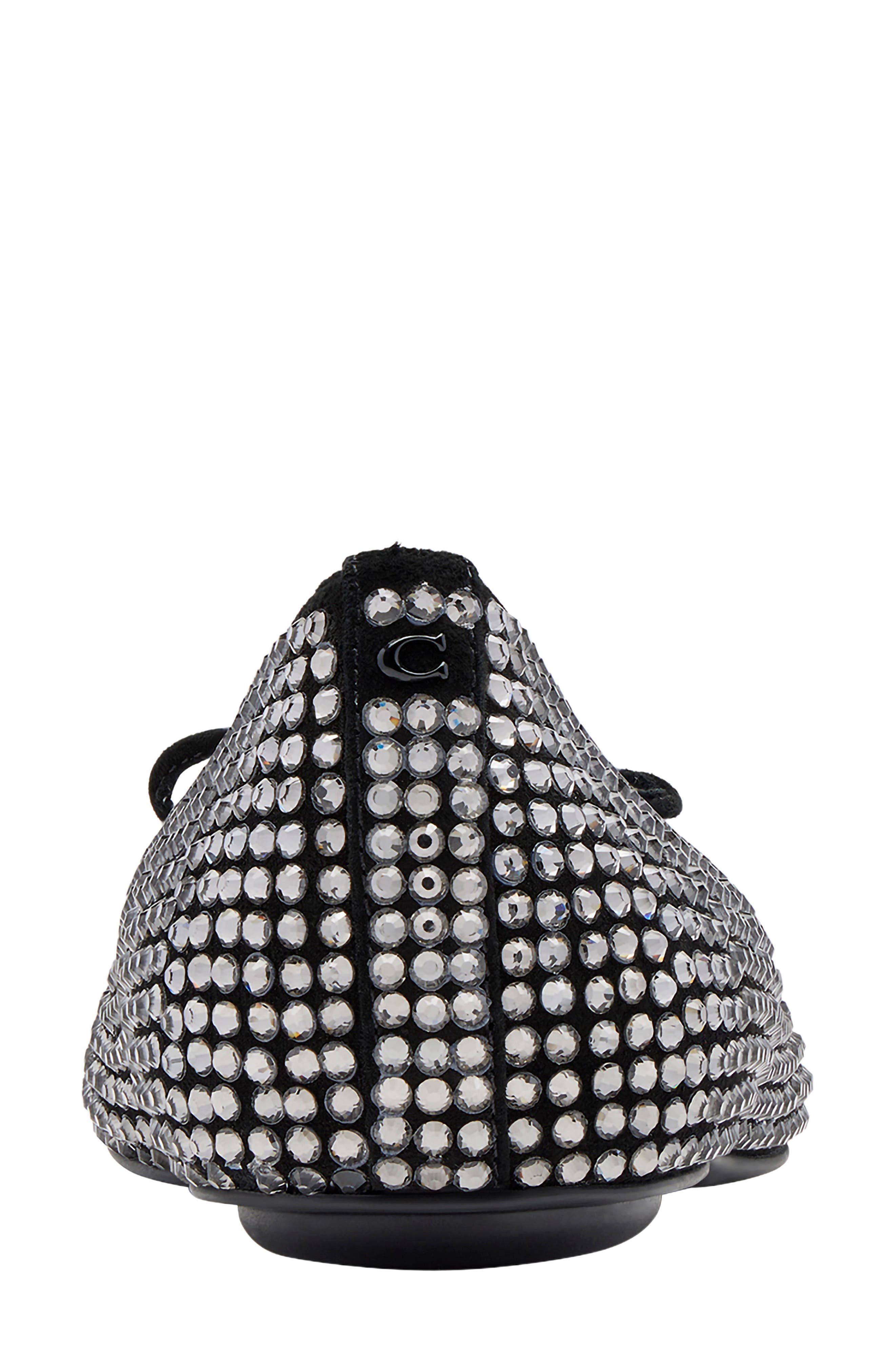 COACH Crystal Pointed Toe Flat, Alternate, color, Black
