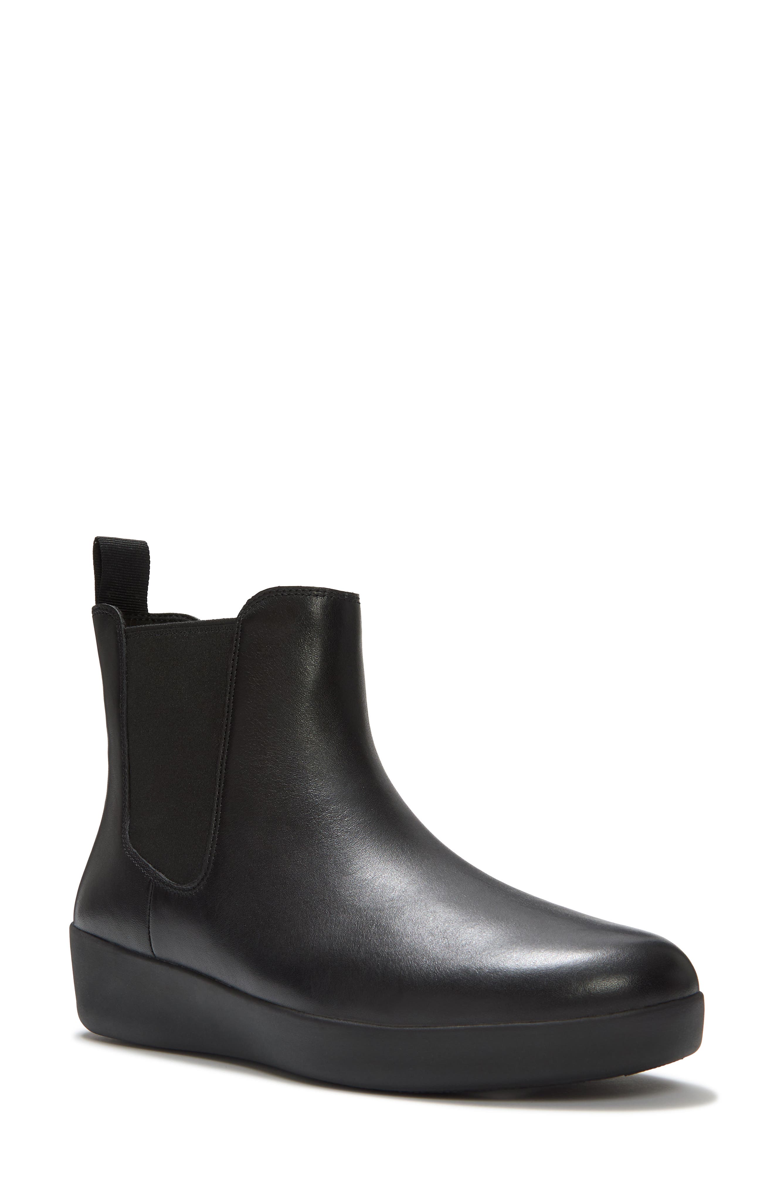 Flowform Leather Chelsea Boot, Main, color, ALL BLACK