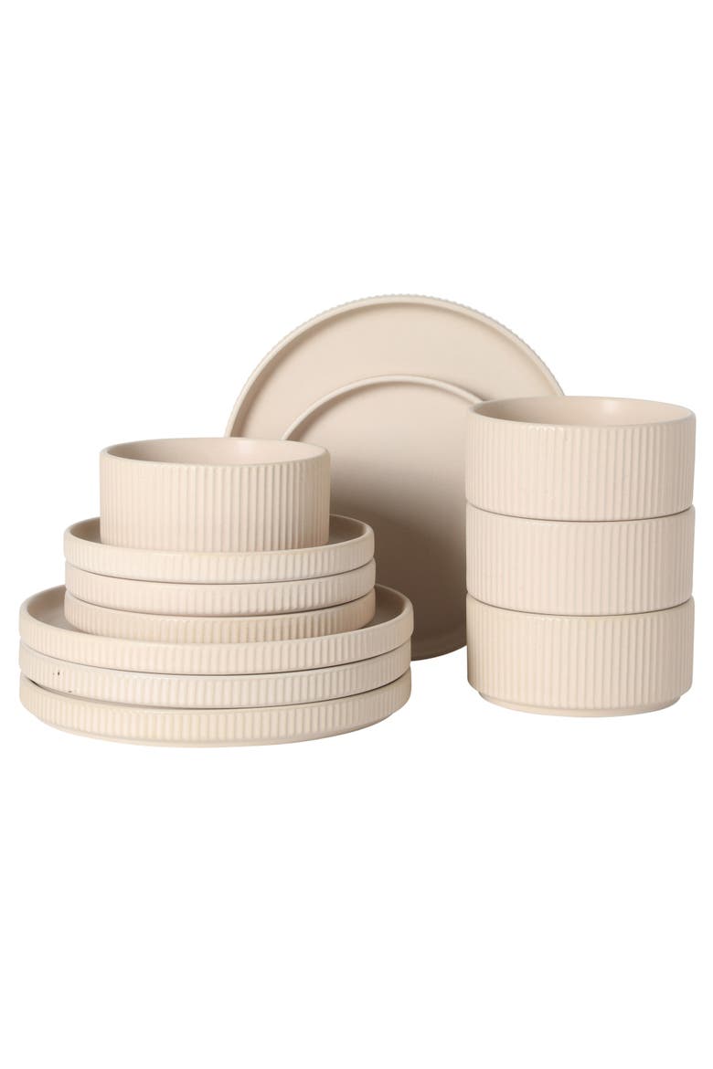 Townscape Plates and Bowls 12 Piece Dinnerware Set, Main, color, Cream