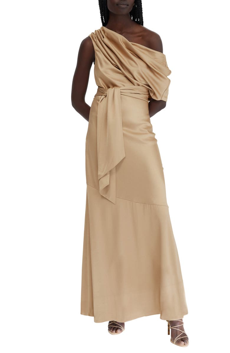 Significant Other Erika One-Shoulder Satin A-Line Dress, Main, color, 
