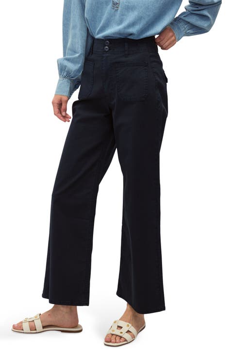 Grant High Waist Crop Wide Leg Stretch Cotton Pants