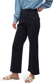 Veronica Beard Grant High Waist Crop Wide Leg Stretch Cotton Pants