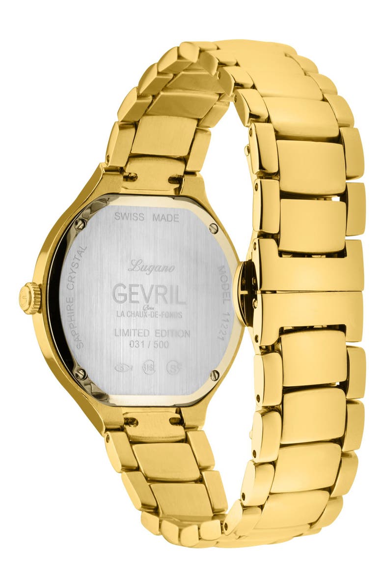 GEVRIL Lugano Diamond Bracelet Watch, 35mm, Alternate, color, Gold