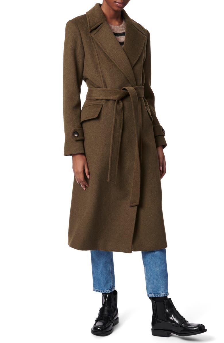 Bernardo Double Breasted Belted Coat, Main, color, Olive