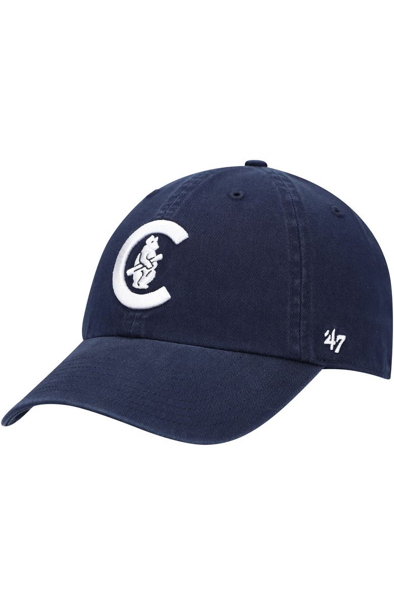 '47 Men's '47 Navy Chicago Cubs C Bear Logo Cooperstown Collection Clean Up Adjustable Hat, Main, color, Navy