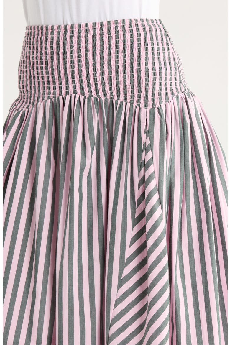 Layla Godet Organic Cotton Midi Skirt, Alternate, color, PINK MULTI