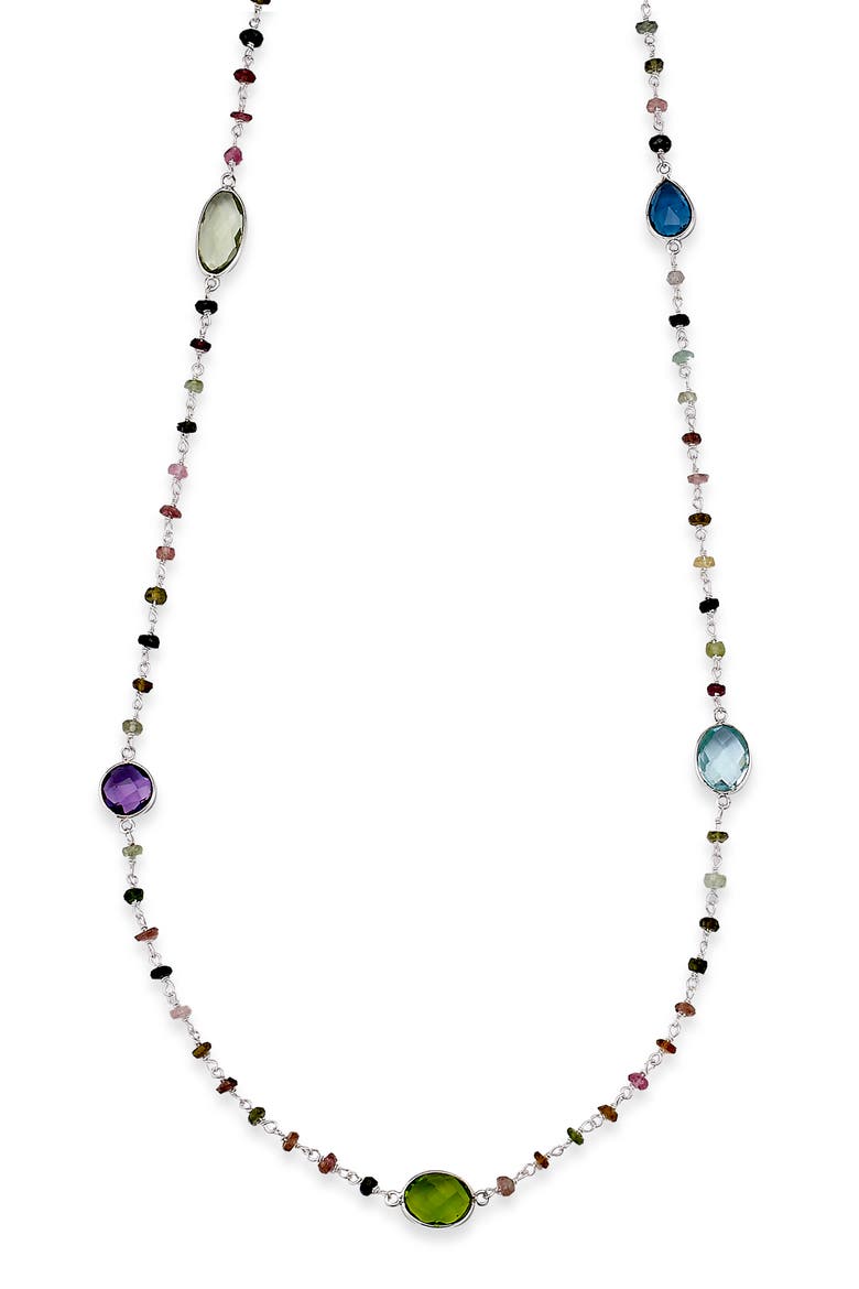 Gemstone Station Necklace, Main, color, MULTI