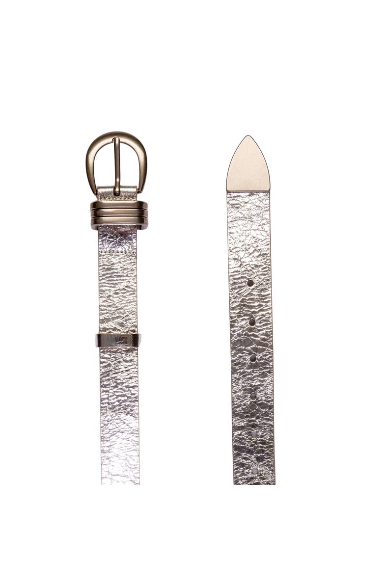 BLACK SUEDE STUDIO Ring Belt, Alternate, color, Silver Leather