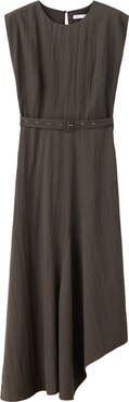 MANGO Belted Sleeveless Asymmetric Dress
