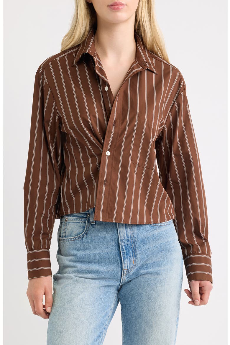 Striped Cropped Supima Cotton Shirt, Main, color, BANBURY STRIPE