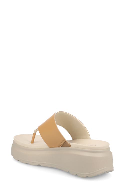 Journee Collection Carah Platform Wedge Sandal In Tan