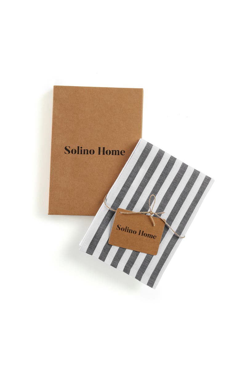 Solino Home Linen Kitchen Towels - Amalfi Stripe, Alternate, color, Black And White