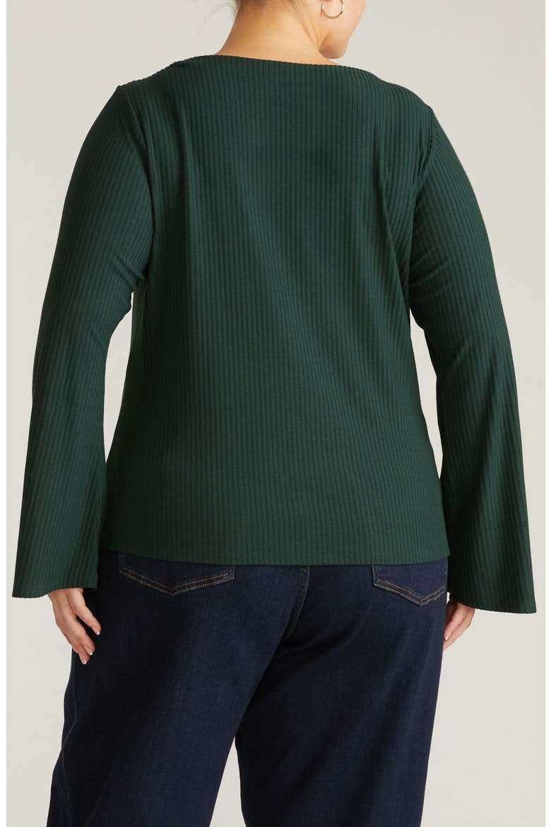 Yasmine Rib Bell Sleeve Sweater, Alternate, color, SCARAB GREEN