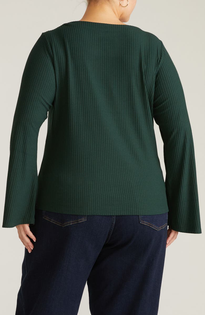 Universal Standard Yasmine Rib Bell Sleeve Sweater, Alternate, color, Scarab Green