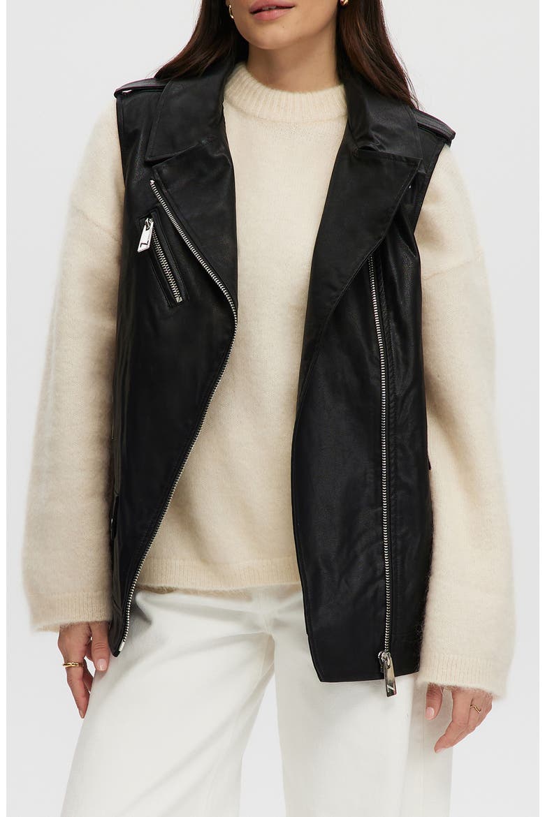Faux Leather Vest, Main, color, BLACK